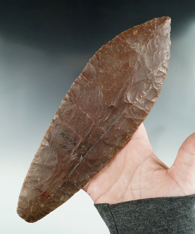 Pictured - Sale Highlight! Exceptional and Large 9 1/4" Bi-Pointed Ceremonial Blade Knox Co., IN.