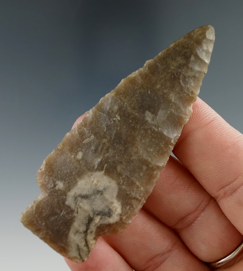 Excellent flaking and classic style! 2 15/16" Scottsbluff with restoration to 1/2" of tip - Texas. C