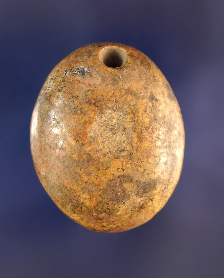 Brown, Oval Pendant, drilled, 1 1/4" L. Ex Bill Peterson Collection.