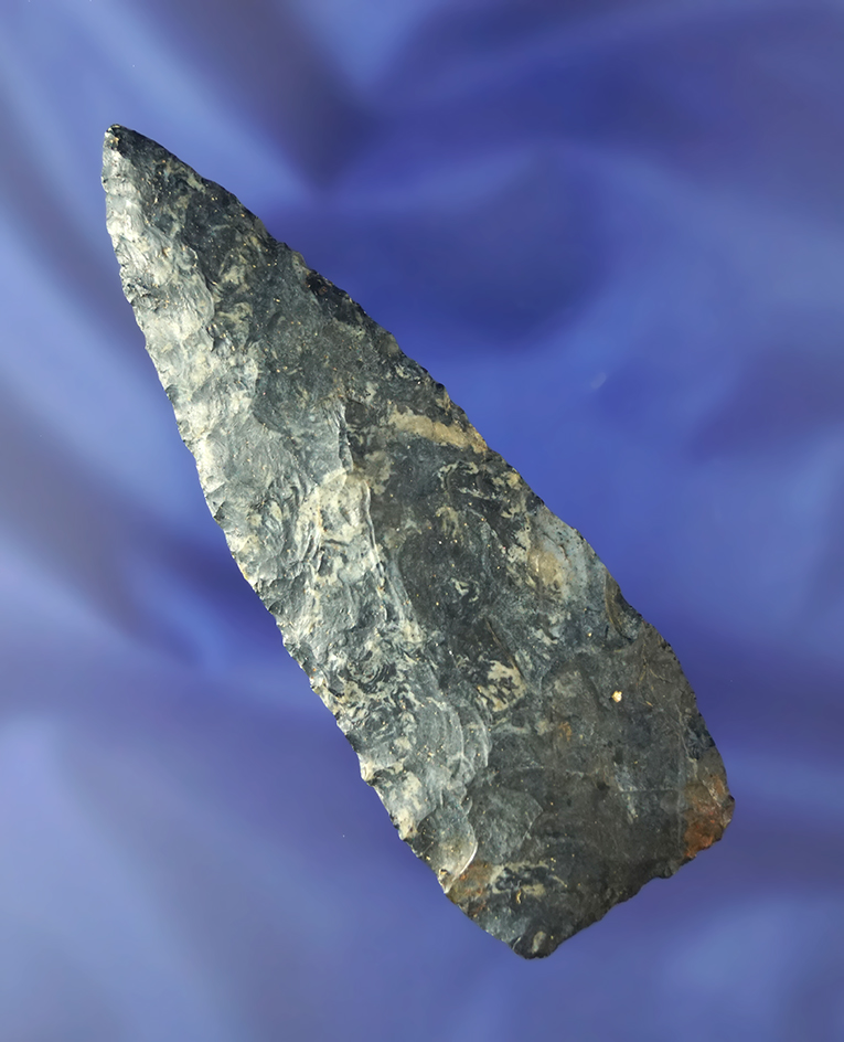 3 9/16" Fort Ancient Knife- Coshocton Flint. Nicely styled, good flaking. Bennett COA.