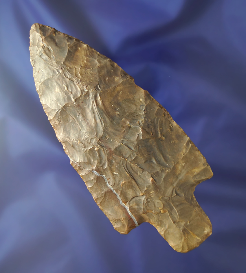 5 11/16" Flint Ridge Adena - nice quartz lightning line found near Dayton Ohio. Bennett COA.