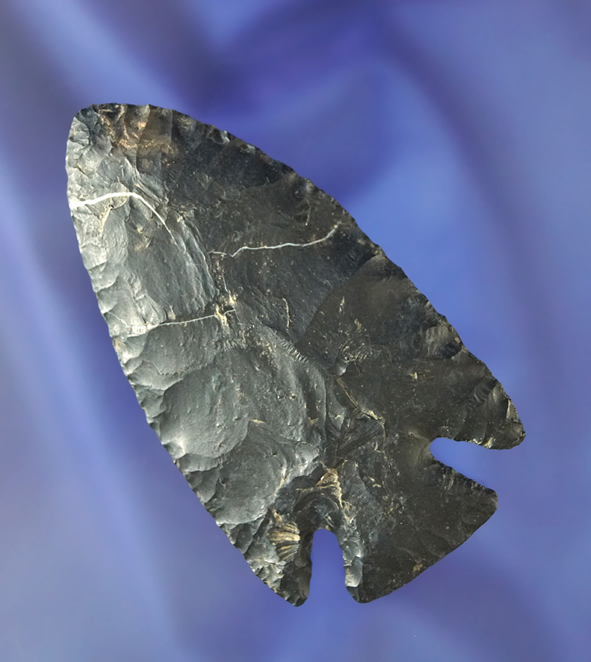 3 1/4" nicely styled Coshocton Flint Archaic Cornernotch found in Medina Co., Ohio.