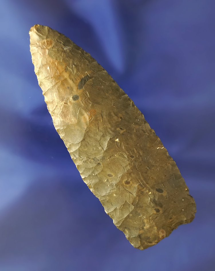 3 7/8" Paleo Clovis found in Henry Co., Missouri. Comes with a Motley COA.