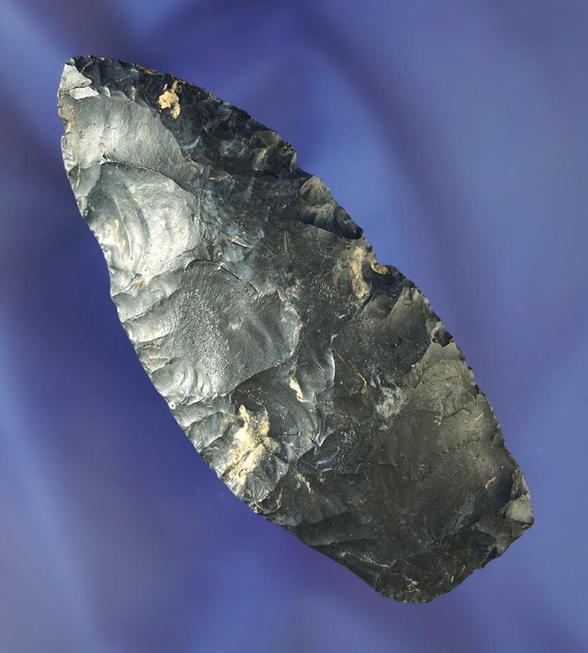 3 9/16" Paleo Knife made from Coshocton Flint found in Mercer Co., Ohio. Bennett COA.