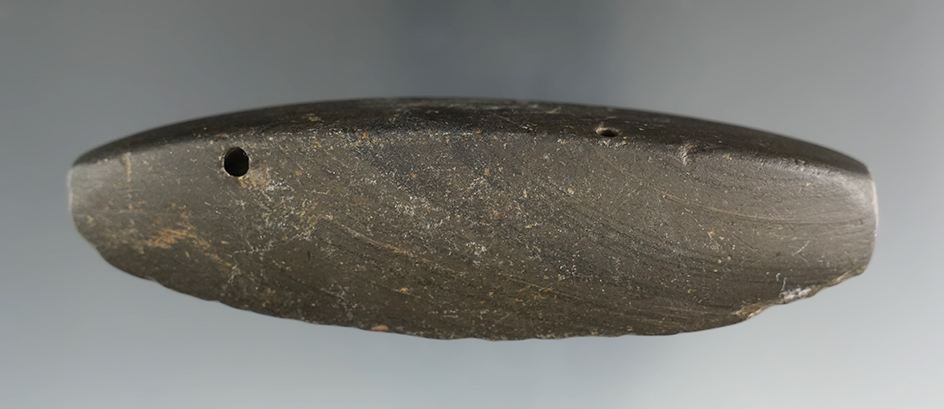 4" Glacial Kame Ridge Gorget found in Bloom Twp., Wood Co., Ohio by W. Leathers. Bennett COA.