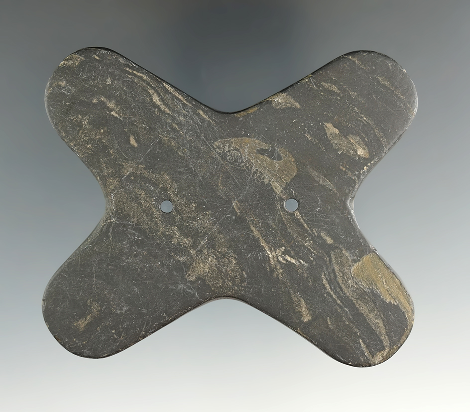 3 1/4" Hopewell Reel Gorget found in Ross Co., Ohio. Pictured in Ohio Archaeologist Volume 4, #1, pa