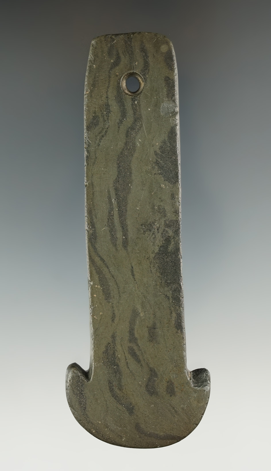 4 3/8" Adena Anchor Pendant made from  Mottled Slate with some tallies - Sandusky Co., OH.