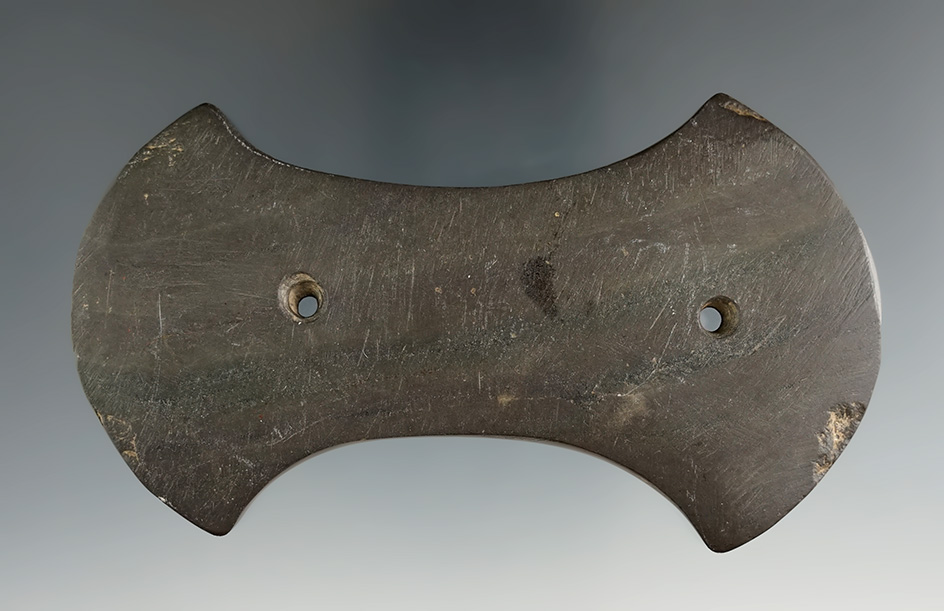 4" Adena Bi-Concave Gorget found in Shelby Co., Ohio. Ex. Doug Miller Collection.