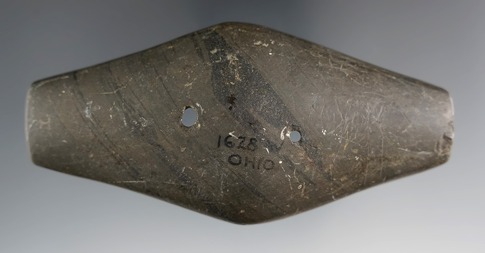4 1/8" Adena Expanded Center Gorget found in Ohio. Ex. August Wehrle (#1628W), Dillon Ruland.