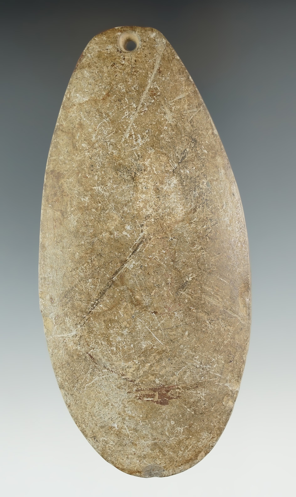 4 3/4" Hopewell Teardrop Pendant found in Harpersville Twp., Ashtabula Co., Ohio by Stephan Costas.