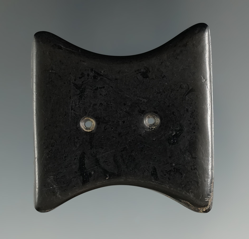 Miniature 1 11/16" Hopewell Reel Gorget - Cannel Coal. Found in Lawrence Co., Ohio. Pictured!