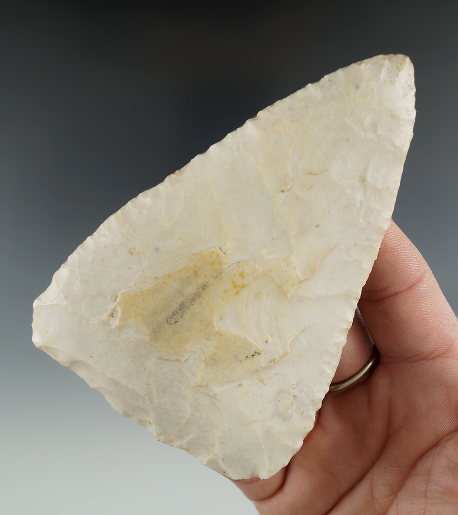 4" Archaic Cobbs Knife - high quality Burlington Chert, foundin Henry Co., Illinois. Berner COA.