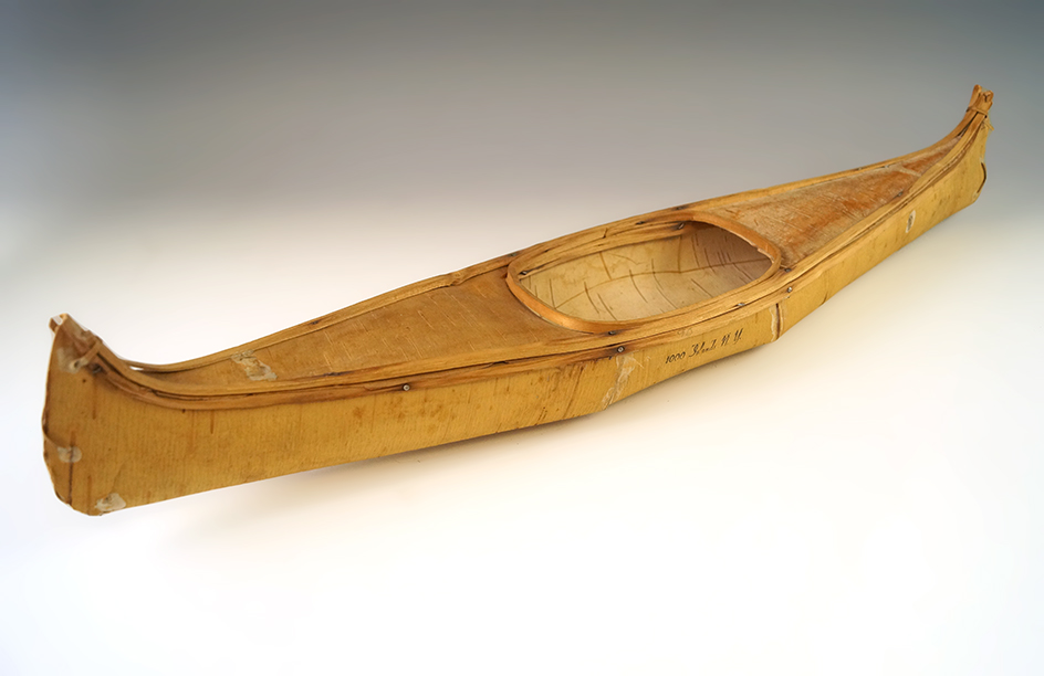 17 1/2" nicely crafted handmade vintage birchbark canoe from 1000 Islands, New York.