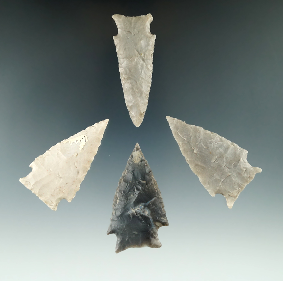 Set of four Fairland points in nice condition found in Texas. Largest is 2 3/16".
