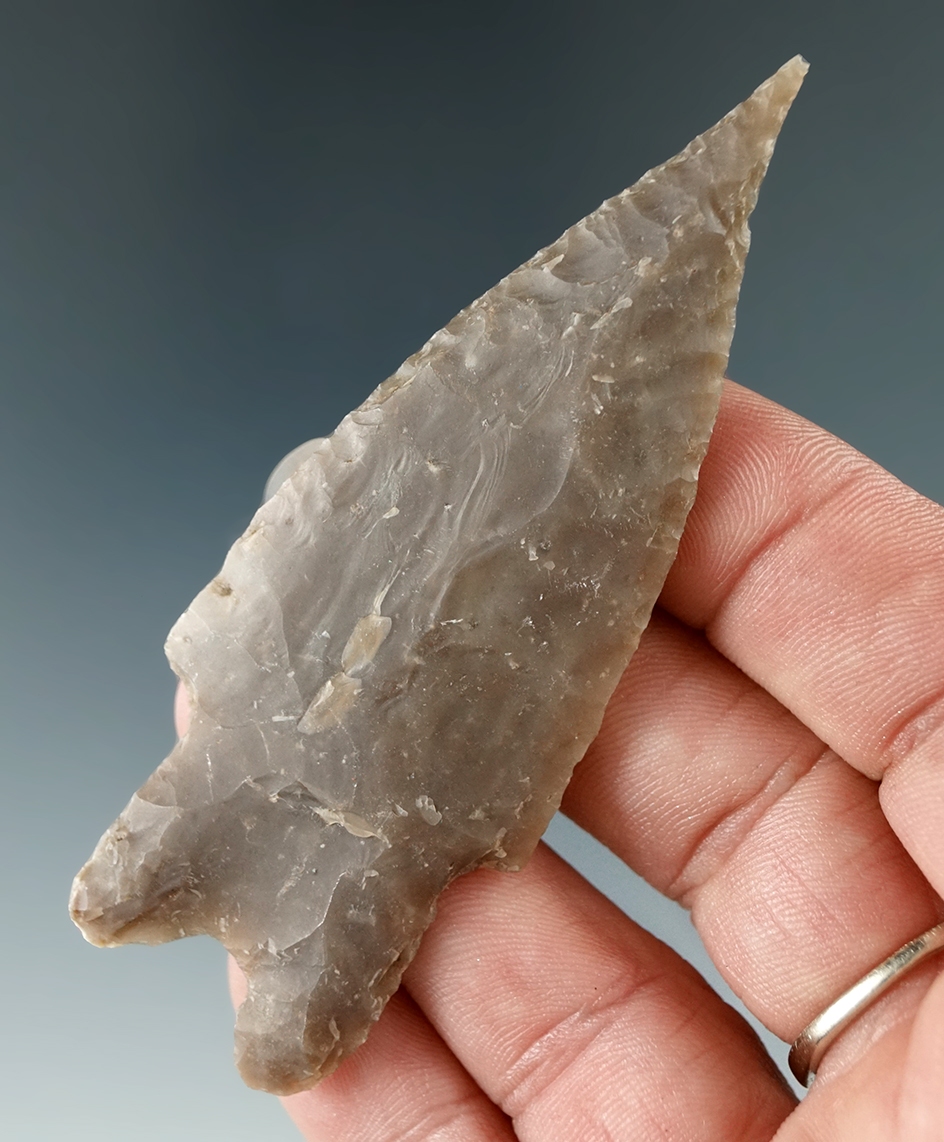 Needle tip found this 3 1/4" Pedernales point that is nicely flaked found in Texas.