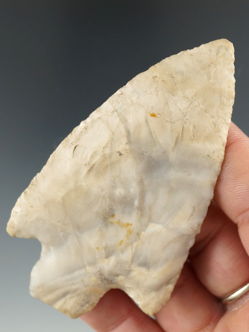 3 1/4" Adena made from Burlington Chert, found near St. Clair Co., Missouri. Ex. Brackin.