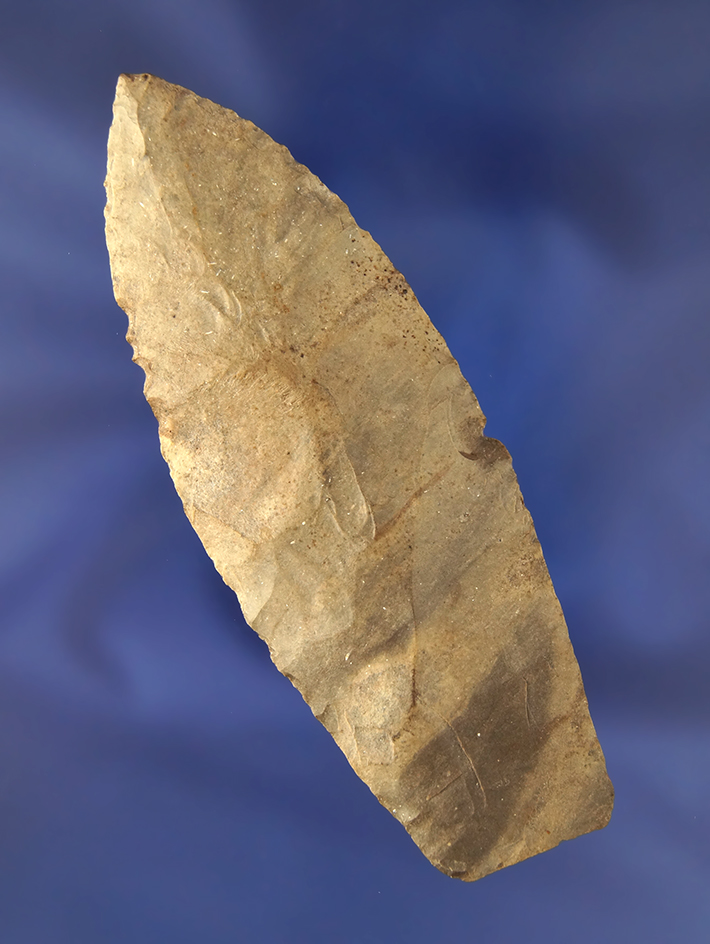 4 3/16" Paleo Lance made from Upper Mercer Flint and found in Ohio. Ex. Hovan, #3000.