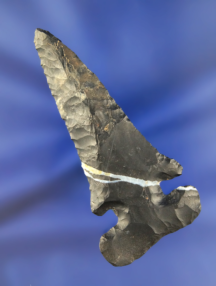 Excellent style on this 3 1/16" Coshocton Flint Thebes E-Notch with lightning line, Ohio.