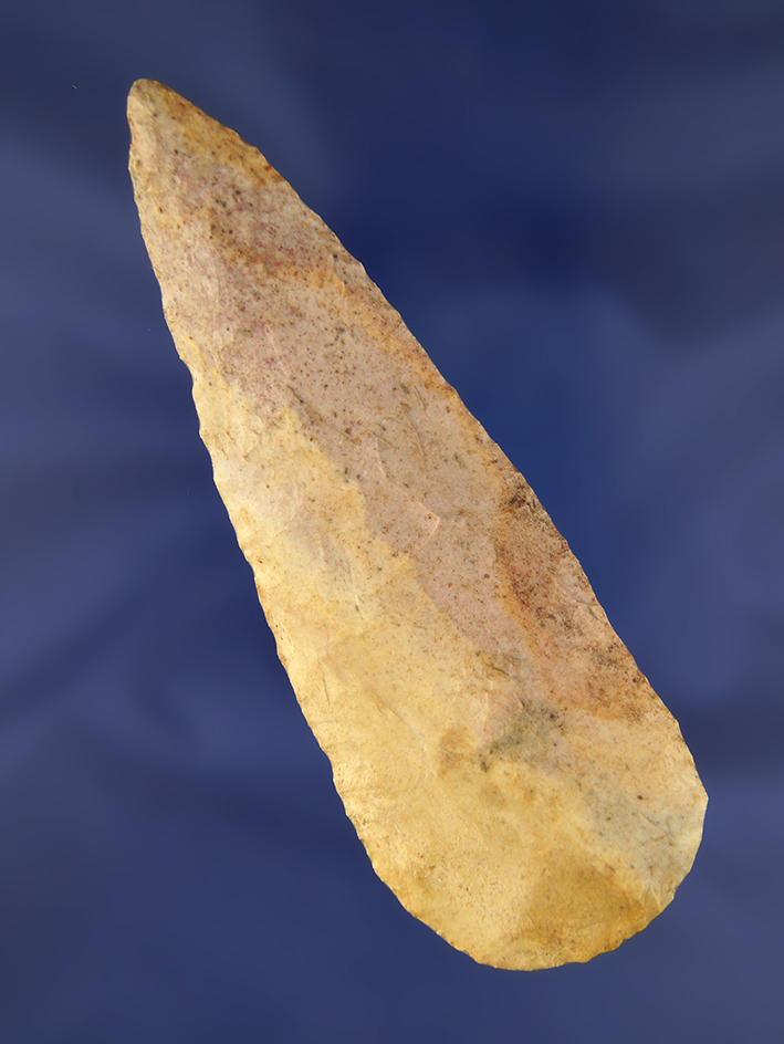 4 3/4" Archaic Knife made from Pink/Purple and Tan Chert. Ex-Dick Johnson Collection, #415.