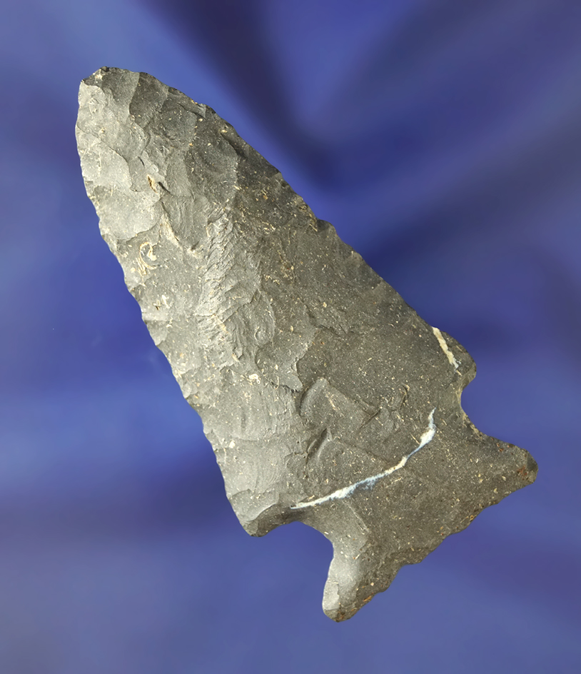 2 3/4" Corner Notch Point made from Nellie Chert and found in Summit Co., Ohio.