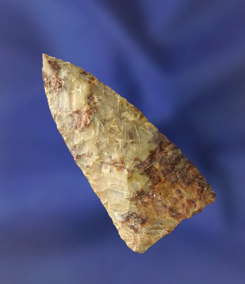Heavily patinated 2" Triangular arrowhead in excellent condition found in Ohio.