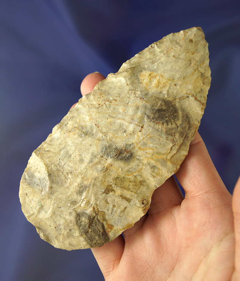 4 13/16" Adena Blade made from heavily patinated two tone chert