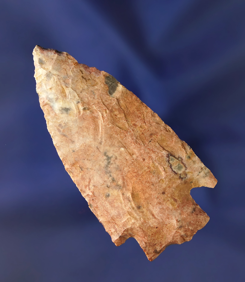 2 5/8" Stone Square Stem found in Missouri made from very attractive heat-treated pink material.