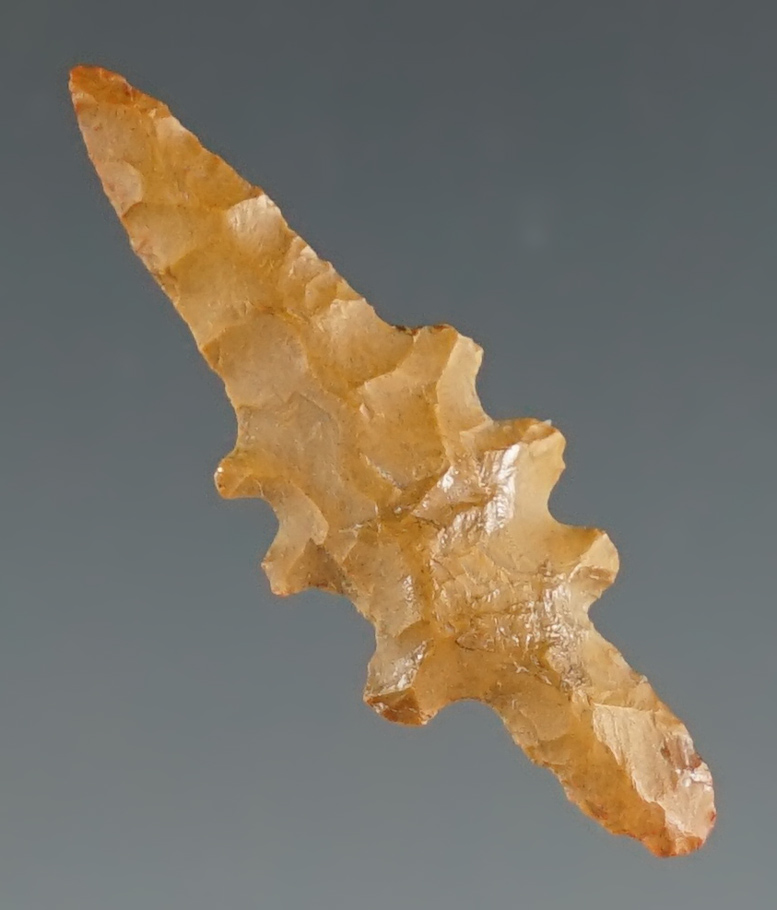 1 1/16" Livermore made from brown chert, found in West Texas. Comes with a Rogers COA.