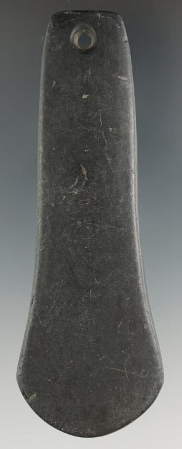 3 7/8" Adena Anchor Pendant made from black Slate, found in Marion Co., Ohio. Ex. Todd Pessefall