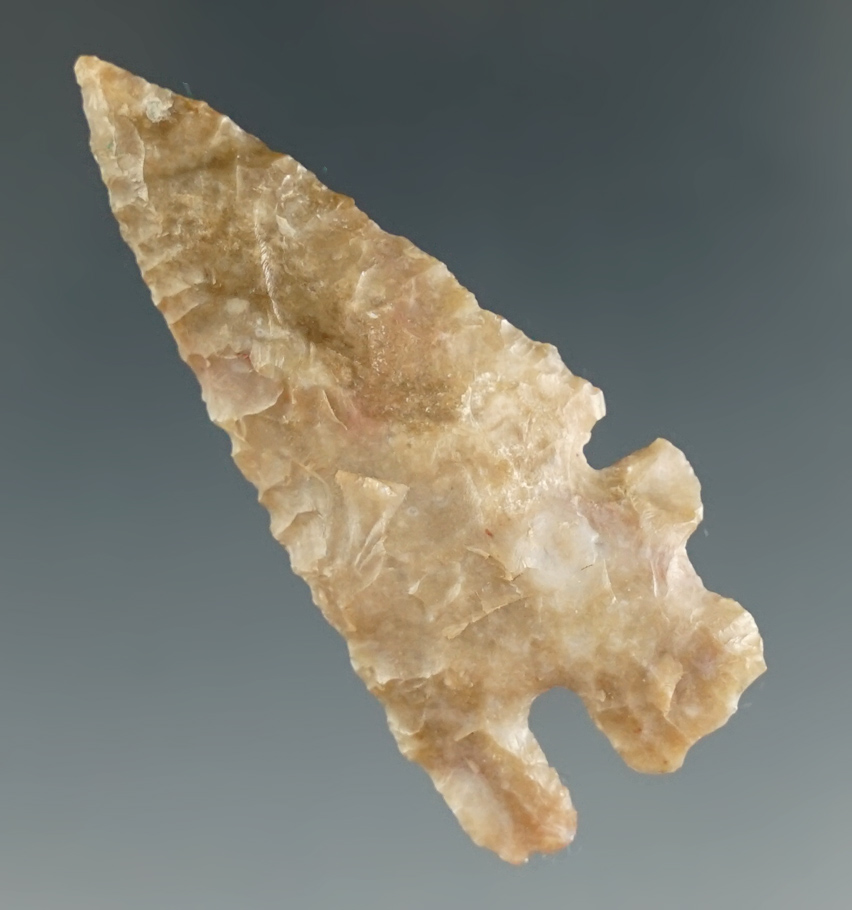 1 3/4" Charcos made from gray chert, found in Zapata Co., Texas. Comes with a Rogers COA.