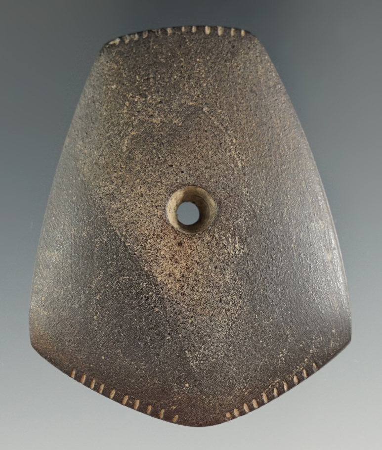 Rare 2 3/4" Hardstone Miniature Shield Pendant - highly tallied - found in Wyandot Co., Ohio.