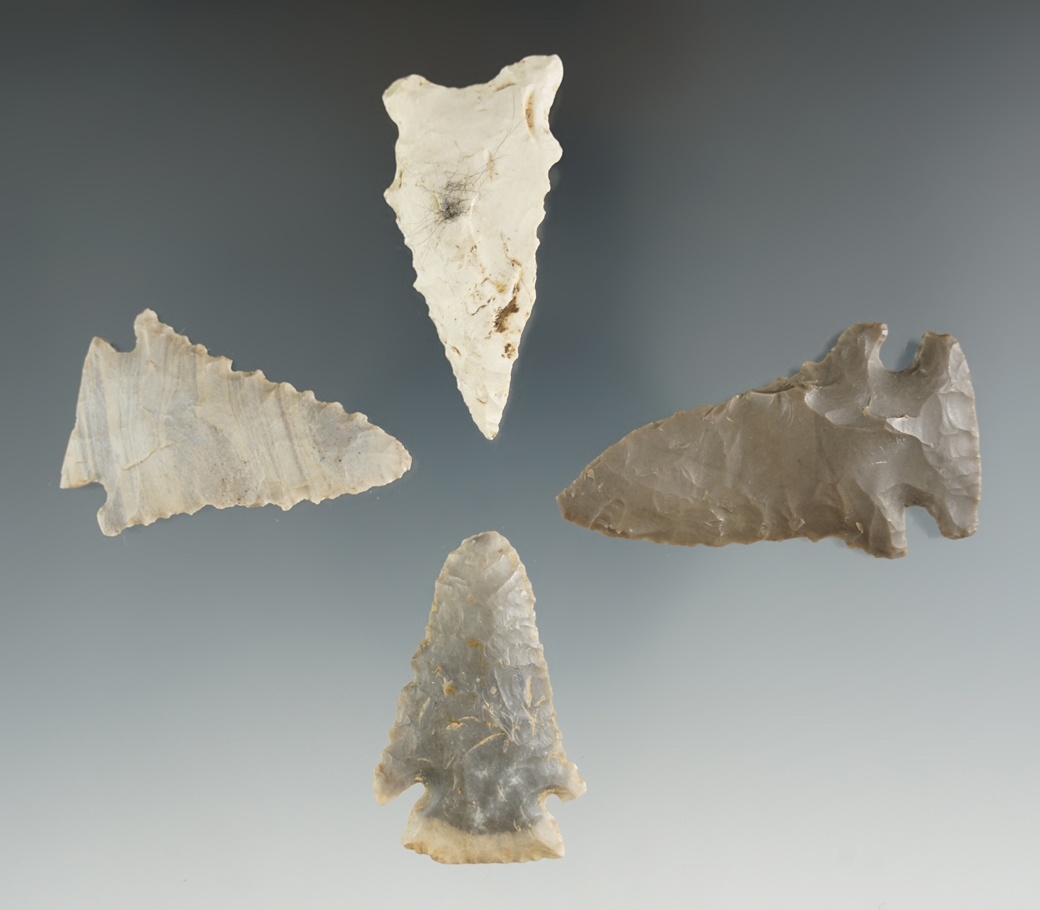 Set of four serrated knives found in Kentucky, largest is 2 3/16".