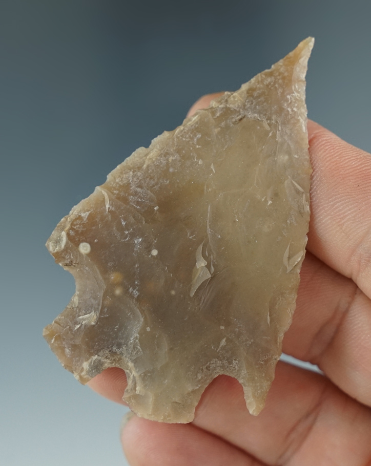 Well patinated and nicely flaked 2 9/16" Montell found in Texas.