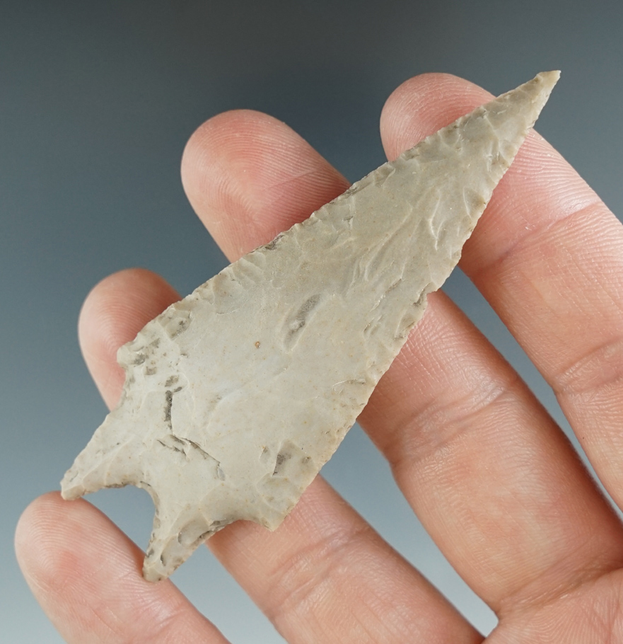 3" Pedernales made from tan chert, found in Kerr Co., Texas. Comes with a Rogers COA.