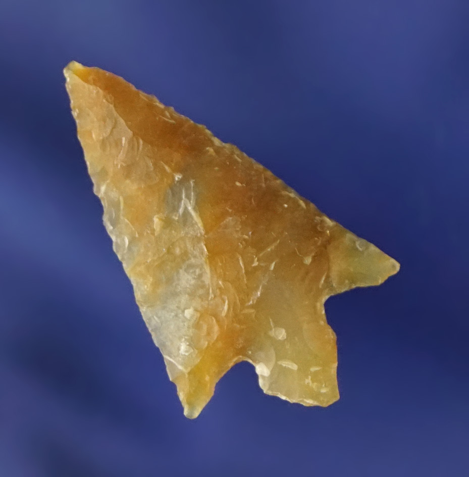 Very thin 1" Gempoint made from a flake of yellow Agate that is semi-translucent