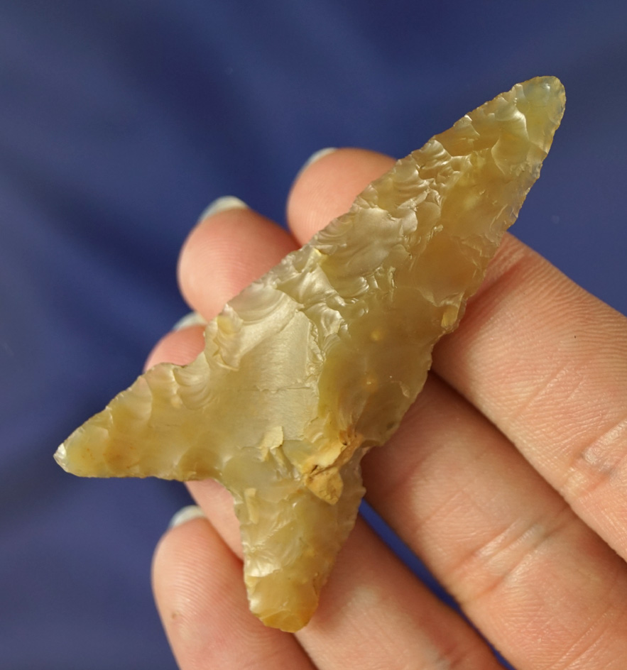 Uniquely styled 2 5/8" Sidenotch Knife made from highly translucent multicolored Agate