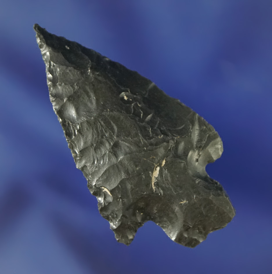 1 3/4" Obsidian Stemmed Knife that is nicely beveled found in Oregon.