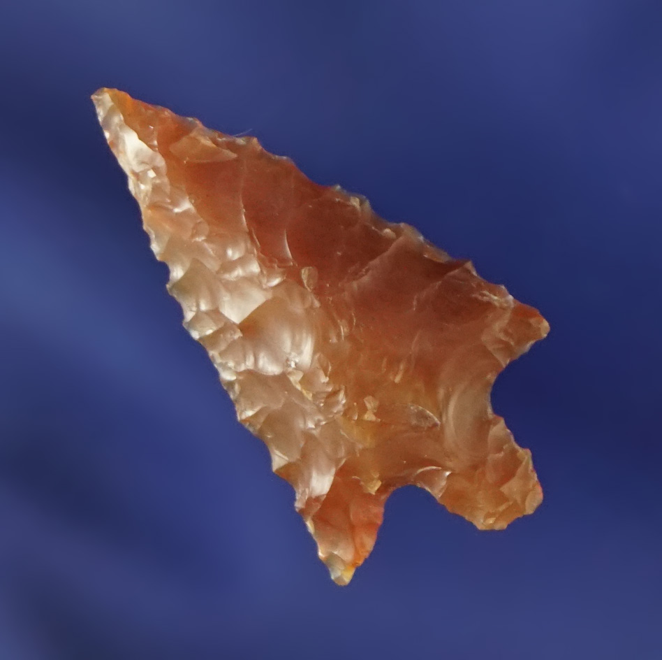 1" Wallula that is very nicely flaked from semi-translucent Agate found by Lynn Woodcock.