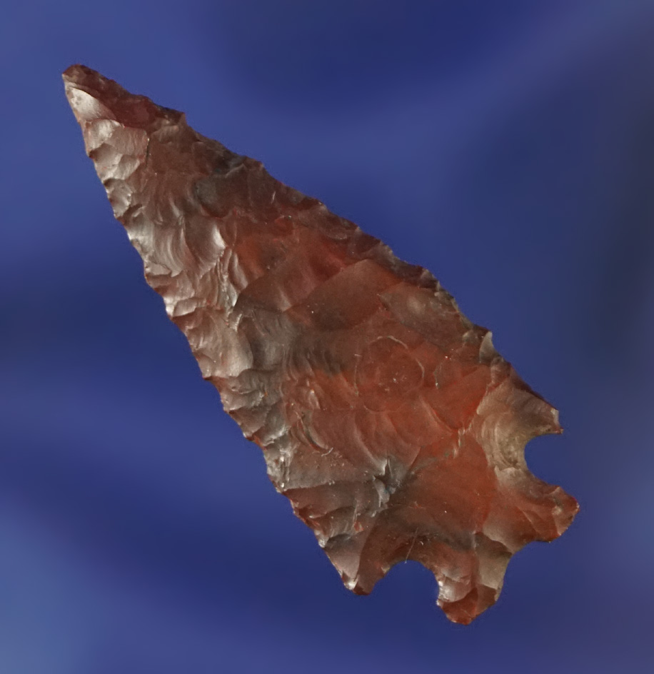 1 9/16" Jasper cornernotch that is very thin and nicely patinated found near the Columbia River.