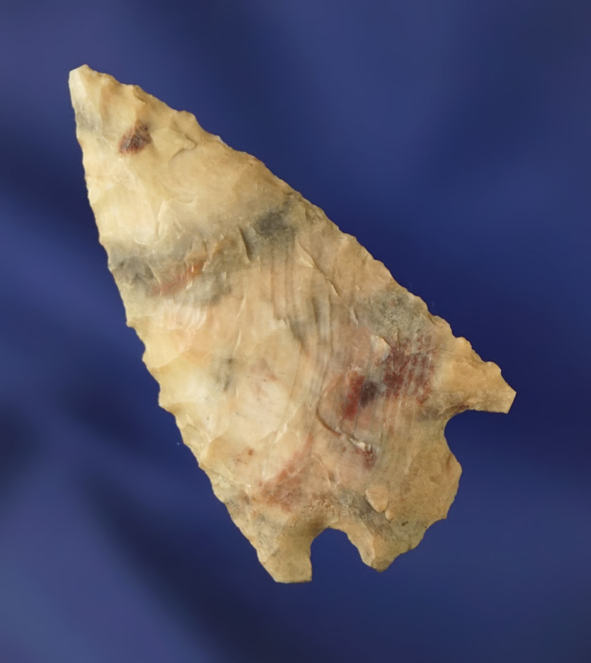 1 5/8" Cornernotch made from attractive multi-colored Flint found near the Columbia River.