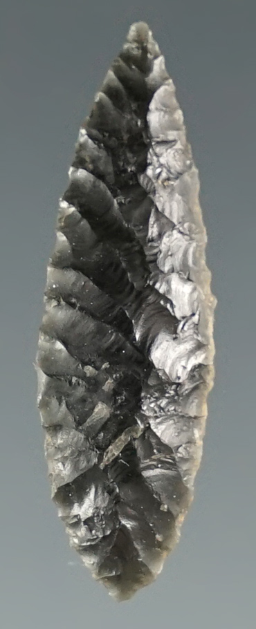 1" Tiny Cascade Leaf made from Obsidian. Found near the Columbia River, Oregon.