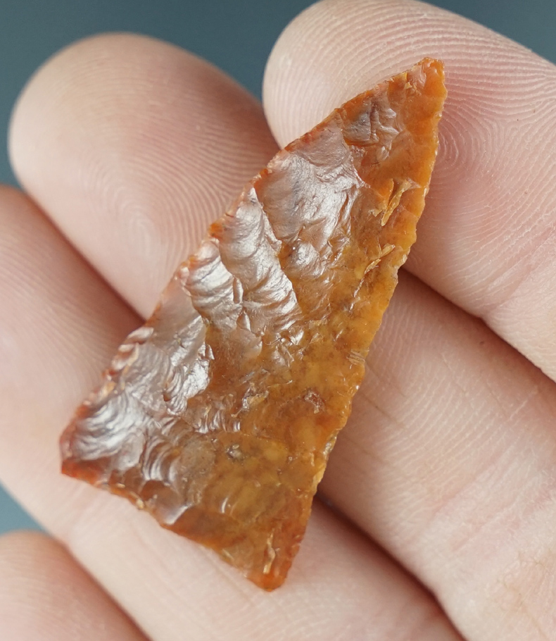 1 5/8" Columbia River Triangular Knife made from Agate. Found near the Columbia River, Oregon.