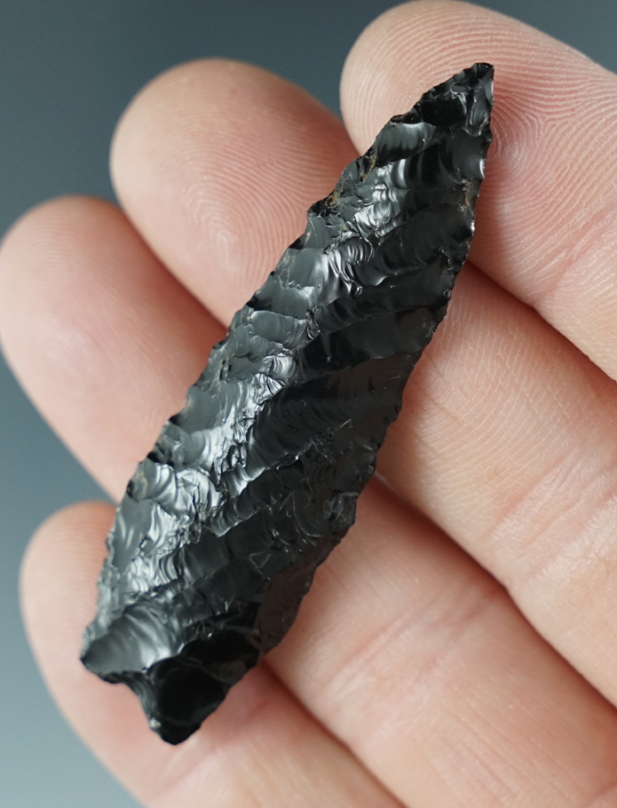 2 1/4" Humbolt Concave Base made from Obsidian. Found in the Great Basin, Oregon.
