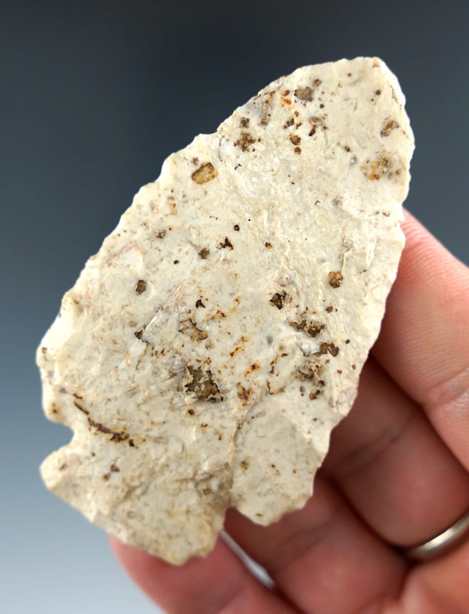 2 7/8" Pulaski made from Burlington Flint with nice minerals on surface found in Tazewell Co., Illin
