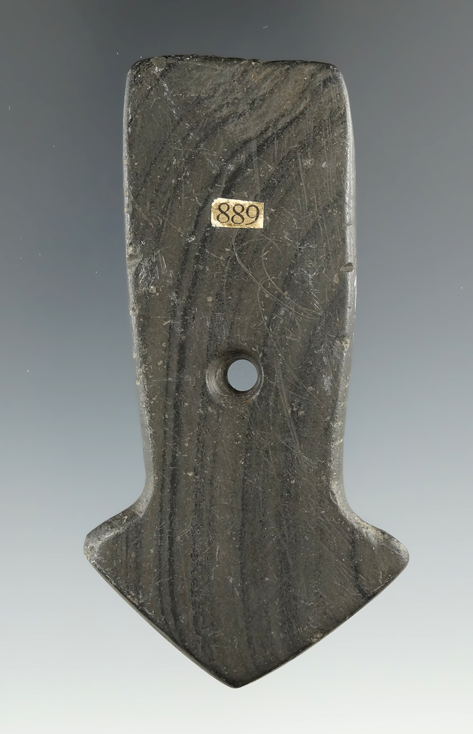 3 1/8" Hopewell Anchor Pendant made from green and black Banded Slate. Ex. Thomas Donkin, Grimm.