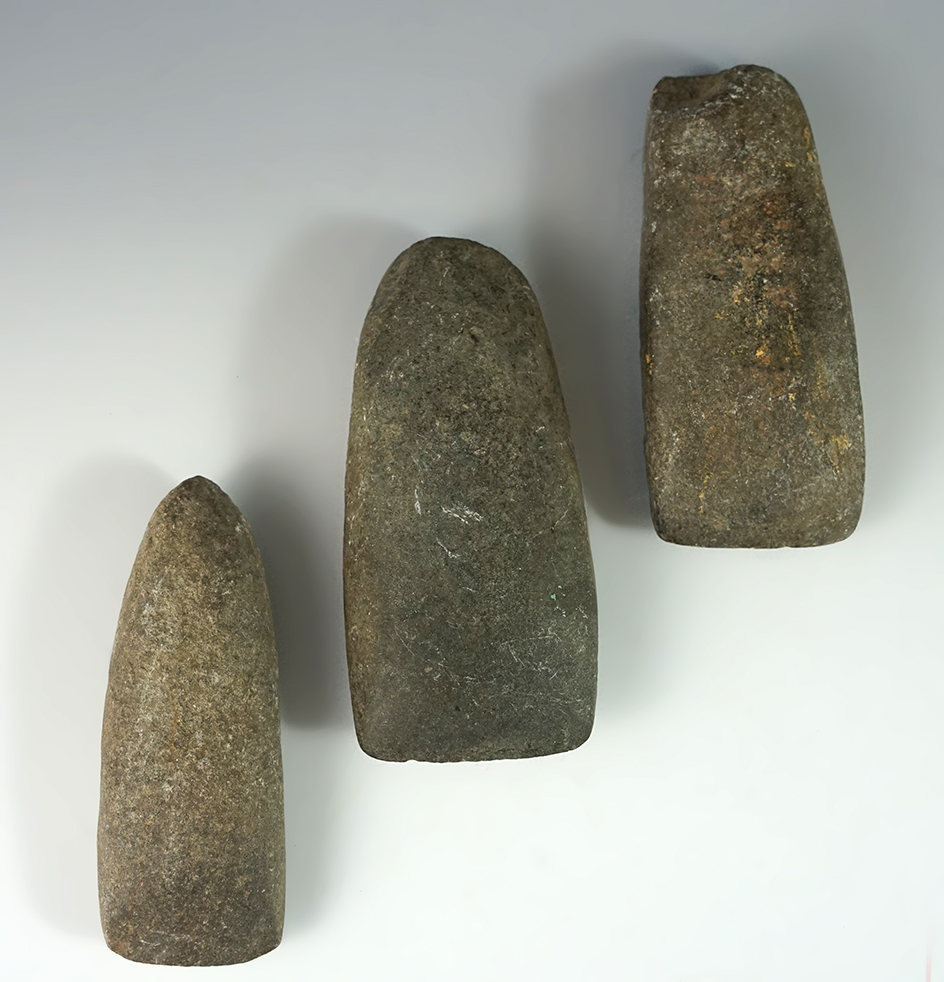 Set of three Celts in very nice condition found in Ohio, largest is 4".