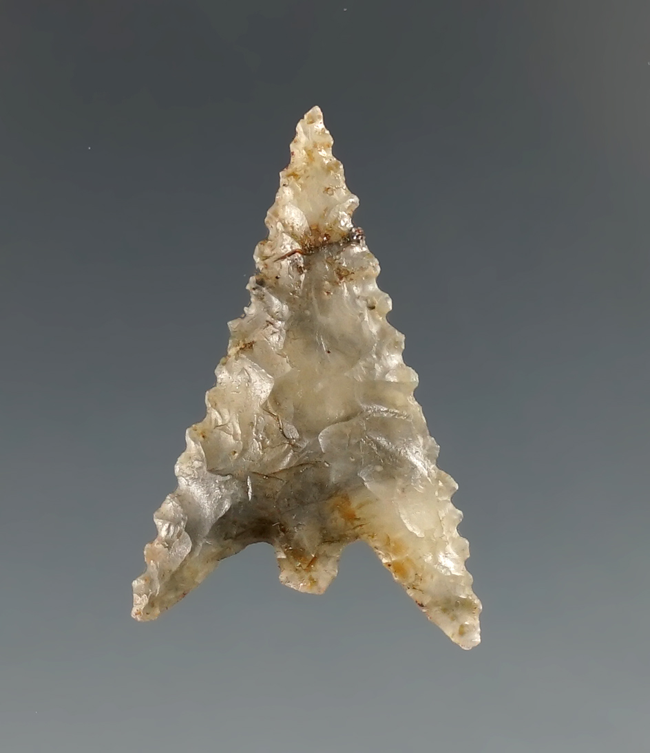 Excellent style, flaking and material quality on this 1 1/16" Gunther point found in Oregon. Ex. She