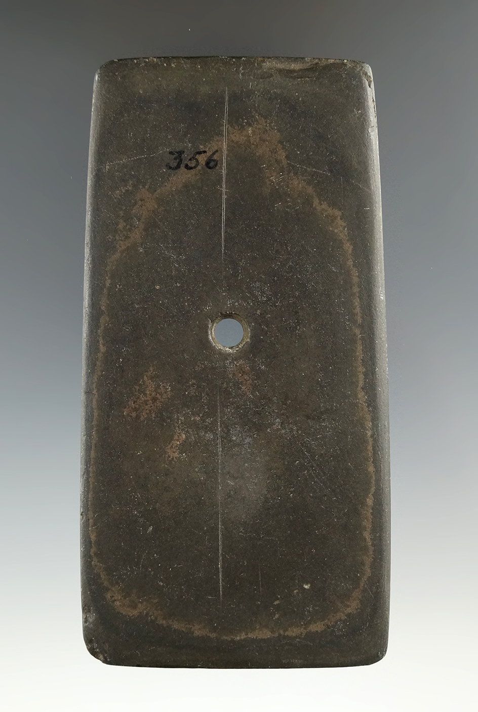 4 1/8" Hopewell Rectangular Pendant made from Banded Slate, Ashland Co., Ohio.  Jackson COA.
