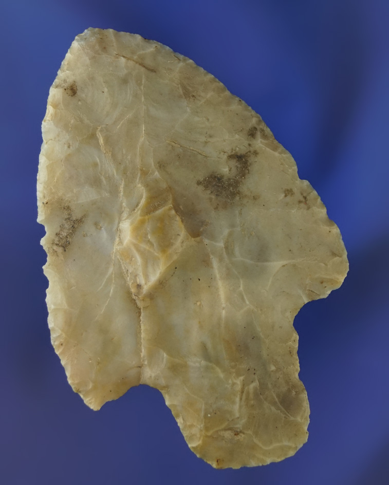 3 1/8" Adena made from high quality Flint Ridge Flint. Found in Champaign Co., Ohio. Elleman.