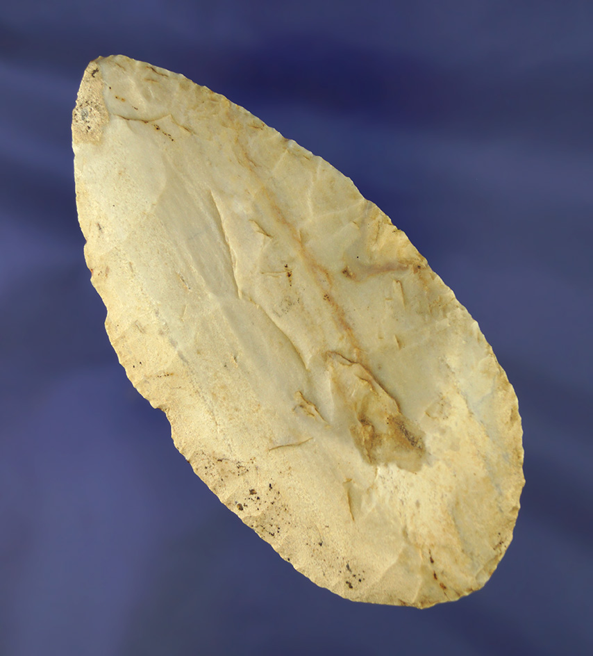 4 5/8" Flint Ridge Flint Adena Blade found in southern Ohio. Nice mineral deposits on surface.